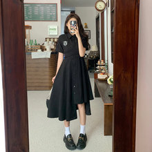 画像をギャラリービューアに読み込む, ファッション カジュアル アシンメトリー シャツ ドレス ミディ ドレス