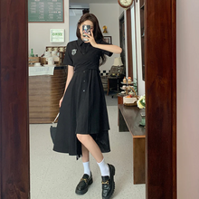 画像をギャラリービューアに読み込む, ファッション カジュアル アシンメトリー シャツ ドレス ミディ ドレス