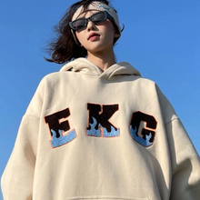 画像をギャラリービューアに読み込む, 韓国のルーズ フード付きプルオーバー セーター