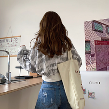画像をギャラリービューアに読み込む, 韓国っぽストリート女子お洒落なタイダイ柄 クロップド丈 メンズライク スウェット トップス