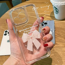 画像をギャラリービューアに読み込む, リボンで ガーリーに クリア素材 iPhoneケース スマホカバー スマホグッズ 韓国っぽ 可愛い プチプラ 透明 iPhone スマホ
