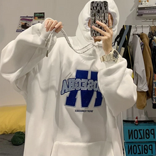 画像をギャラリービューアに読み込む, フード付きセーター韓国風ルーズカジュアルプリントレターセータージャケット