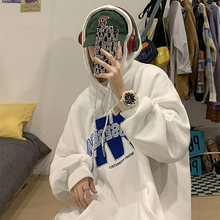 画像をギャラリービューアに読み込む, フード付きセーター韓国風ルーズカジュアルプリントレターセータージャケット