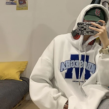 画像をギャラリービューアに読み込む, フード付きセーター韓国風ルーズカジュアルプリントレターセータージャケット