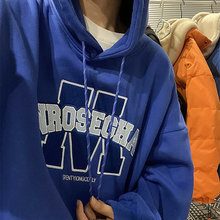 画像をギャラリービューアに読み込む, フード付きセーター韓国風ルーズカジュアルプリントレターセータージャケット