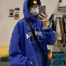 画像をギャラリービューアに読み込む, フード付きセーター韓国風ルーズカジュアルプリントレターセータージャケット