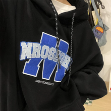 画像をギャラリービューアに読み込む, フード付きセーター韓国風ルーズカジュアルプリントレターセータージャケット