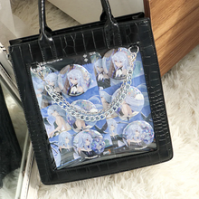 画像をギャラリービューアに読み込む, ショルダーバッグ ハンドバッグ 透明ポケット フェイクレザー PU 大容量 スクエアバッグ