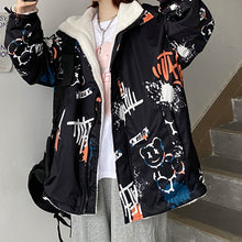 画像をギャラリービューアに読み込む, 原宿系リバーシブルくまゆったりトップスコートジャケットレデイーズファッション
