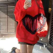 画像をギャラリービューアに読み込む, 秋冬ハート柄着心地いいパーカー韓国風フード付きセーター