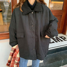 画像をギャラリービューアに読み込む, 韓国風襟付きボアビッグジャケットコートレデイーズ