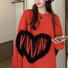 画像をギャラリービューアに読み込む, 秋冬ハート柄着心地いいパーカー韓国風フード付きセーター