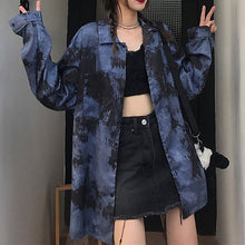 画像をギャラリービューアに読み込む, 柄シャツ 長袖 モアレ 韓国ファッション 大きいサイズ 個性的 服 原宿系ストリート柄