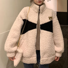 画像をギャラリービューアに読み込む, 防寒防風くま柄ゆったりシンプルトップス可愛いコートジャケット韓国風 冬レデイーズ