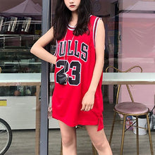 画像をギャラリービューアに読み込む, ダンス 衣装 ヒップホップ タンクトップ バスケット メッシュ ナンバーロゴプリント ノースリーブ レッド ブラック ホワイト