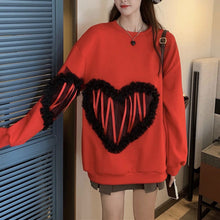 画像をギャラリービューアに読み込む, 秋冬ハート柄着心地いいパーカー韓国風フード付きセーター