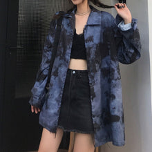 画像をギャラリービューアに読み込む, 柄シャツ 長袖 モアレ 韓国ファッション 大きいサイズ 個性的 服 原宿系ストリート柄