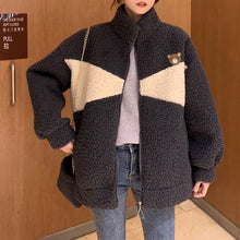 画像をギャラリービューアに読み込む, 防寒防風くま柄ゆったりシンプルトップス可愛いコートジャケット韓国風 冬レデイーズ