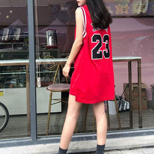 画像をギャラリービューアに読み込む, ダンス 衣装 ヒップホップ タンクトップ バスケット メッシュ ナンバーロゴプリント ノースリーブ レッド ブラック ホワイト