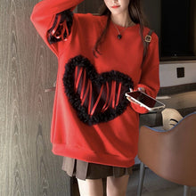 画像をギャラリービューアに読み込む, 秋冬ハート柄着心地いいパーカー韓国風フード付きセーター