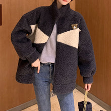 画像をギャラリービューアに読み込む, 防寒防風くま柄ゆったりシンプルトップス可愛いコートジャケット韓国風 冬レデイーズ
