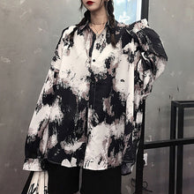 画像をギャラリービューアに読み込む, 柄シャツ 長袖 モアレ 韓国ファッション 大きいサイズ 個性的 服 原宿系ストリート柄