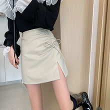 画像をギャラリービューアに読み込む, オシャレPU Aラインスカートガーリー フェミニン 清新韓国系 シンプル