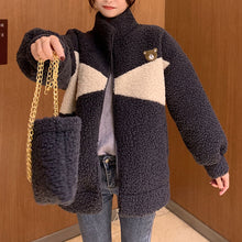 画像をギャラリービューアに読み込む, 防寒防風くま柄ゆったりシンプルトップス可愛いコートジャケット韓国風 冬レデイーズ