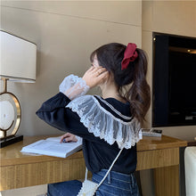 画像をギャラリービューアに読み込む, レトロ ガーリーフリル襟キャンディースリーブブラウス シャツ 学生 复古