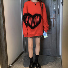 画像をギャラリービューアに読み込む, 秋冬ハート柄着心地いいパーカー韓国風フード付きセーター