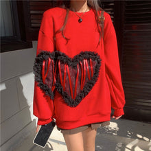 画像をギャラリービューアに読み込む, 秋冬ハート柄着心地いいパーカー韓国風フード付きセーター