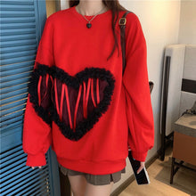 画像をギャラリービューアに読み込む, 秋冬ハート柄着心地いいパーカー韓国風フード付きセーター