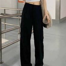 画像をギャラリービューアに読み込む, ハイウエスト レトロ ファッション カーゴパンツ ストレート ワイドレッグ カジュアルパンツ