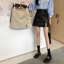 画像をギャラリービューアに読み込む, オシャレPU Aラインスカートガーリー フェミニン 清新韓国系 シンプル