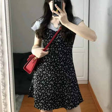 画像をギャラリービューアに読み込む, 2点セット花柄ワンピース Tシャツ キャミワンピースキャミソールカジュアルワンピース韓国っぱ