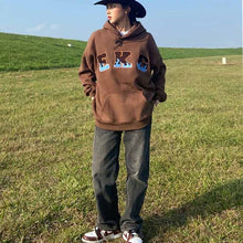 画像をギャラリービューアに読み込む, 韓国のルーズ フード付きプルオーバー セーター