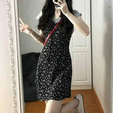 画像をギャラリービューアに読み込む, 2点セット花柄ワンピース Tシャツ キャミワンピースキャミソールカジュアルワンピース韓国っぱ