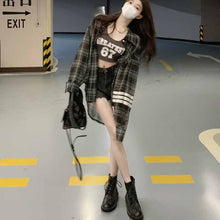 画像をギャラリービューアに読み込む, ファッショナブルな 2 ピース タンクトップ シャツ プレッピー スタイル 韓国スタイル学生長袖シャツ