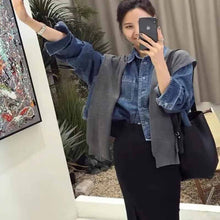画像をギャラリービューアに読み込む, デニムシャツ ショール 2点セットカジュアル 古着っぽ メンズライク 韓国っぽ ストリート