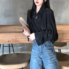 画像をギャラリービューアに読み込む, 原宿系フラワー柄 花柄 総柄 ゆったり長袖トップスカジュアルシャツダンス服ストリート系