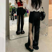 画像をギャラリービューアに読み込む, 女性のファッション ハイウエスト レース カジュアル パンツサイドにレースのデザインが切り替えになったレディライクなフレアパンツ