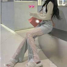 画像をギャラリービューアに読み込む, 女性のファッション ハイウエスト レース カジュアル パンツサイドにレースのデザインが切り替えになったレディライクなフレアパンツ