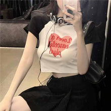 画像をギャラリービューアに読み込む, かわいいカジュアルクロップド丈Tシャツ着痩せトップス韓国っぱストリート系
