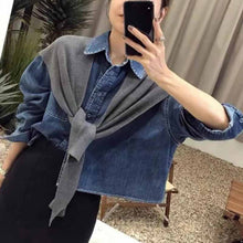 画像をギャラリービューアに読み込む, デニムシャツ ショール 2点セットカジュアル 古着っぽ メンズライク 韓国っぽ ストリート