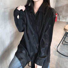 画像をギャラリービューアに読み込む, 原宿系フラワー柄 花柄 総柄 ゆったり長袖トップスカジュアルシャツダンス服ストリート系