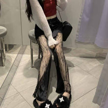 画像をギャラリービューアに読み込む, 女性のファッション ハイウエスト レース カジュアル パンツサイドにレースのデザインが切り替えになったレディライクなフレアパンツ