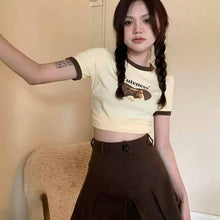 画像をギャラリービューアに読み込む, 古着半袖Tシャツ猫柄カジュアル ラウンドネックトップス