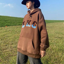 画像をギャラリービューアに読み込む, 韓国のルーズ フード付きプルオーバー セーター