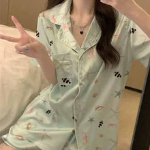 画像をギャラリービューアに読み込む, 韓国っぱパジャマルームウェア上下2点セットアップショートパンツとシャツ