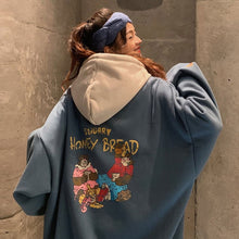 画像をギャラリービューアに読み込む, かわいいベアバックプリントバイカラーフーディーパーカー